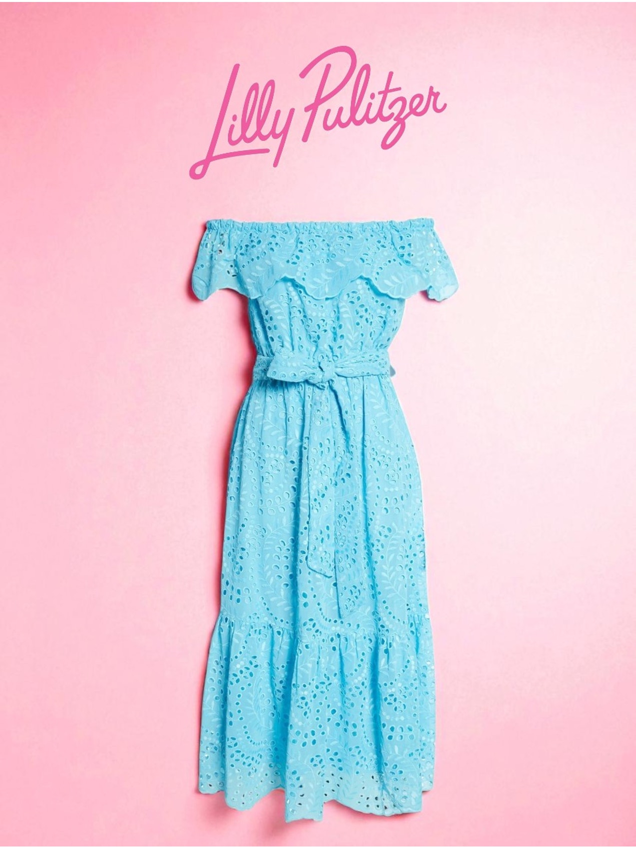 Lilly Pulitzer Geri Off-The-Shoulder Dress Size Xs Nwt Seabreeze Blue Midi